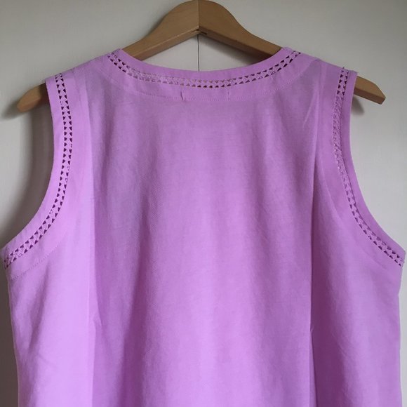 Lilac Die Cut Hem Floral Embroidered Tank Top - Picture 10 of 14